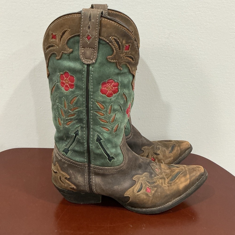 Laredo Miss Kate Ladies Sz 9 Western Cowgirl Boot Snip Tip (52138) Floral Inlay